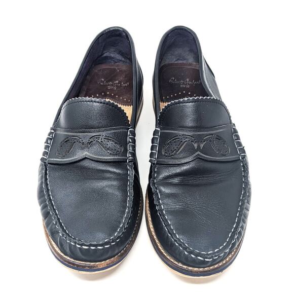 Robert Graham Shoes Mens 10.5 Estefan Leather Black Penny Loafers Slip On main image 5